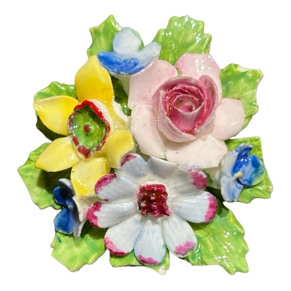 Adderley Floral Vintage Women's Multi-Color Floral Brooch Made in England